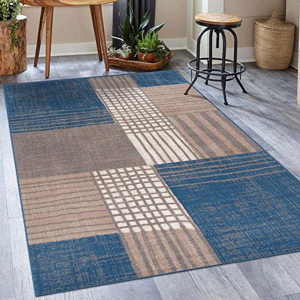 Luxe Weavers Incas Collection 184 Blue 9X12 Modern Plaid Area Rug Wayfair